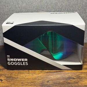 SNOWER Ski Goggles OTG Snowboard Goggles Green Mirror Lens Magnetic UV400 New
